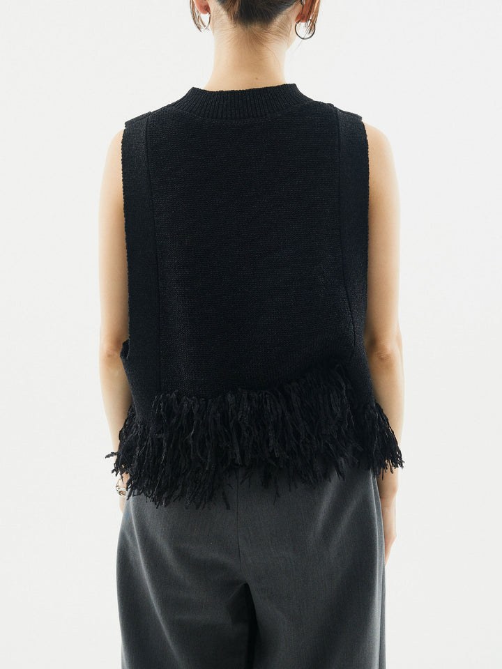 [予約]フェザーヤーンニットベスト/ブラック