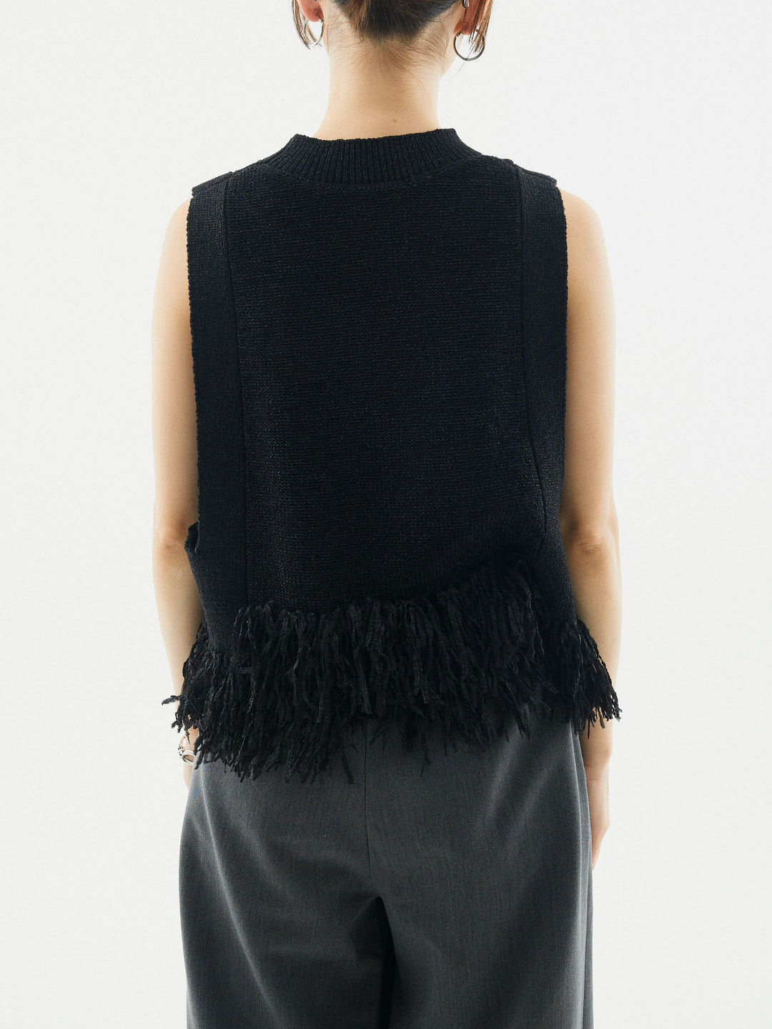 [予約]フェザーヤーンニットベスト/ブラック