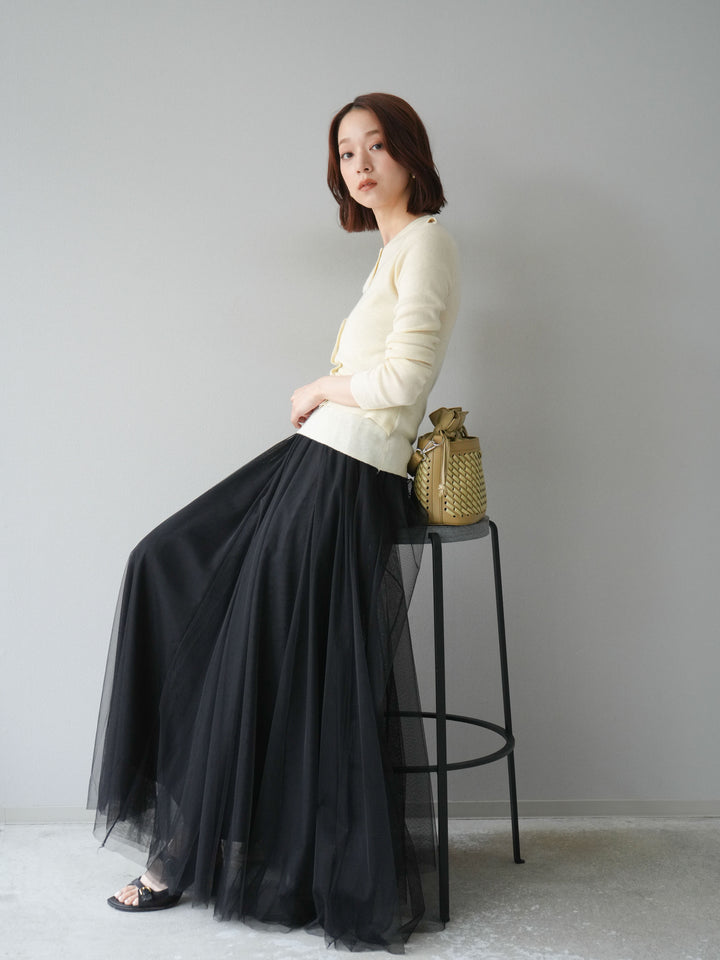 [予約]レイヤードデザインニットカーディガン/アイボリー