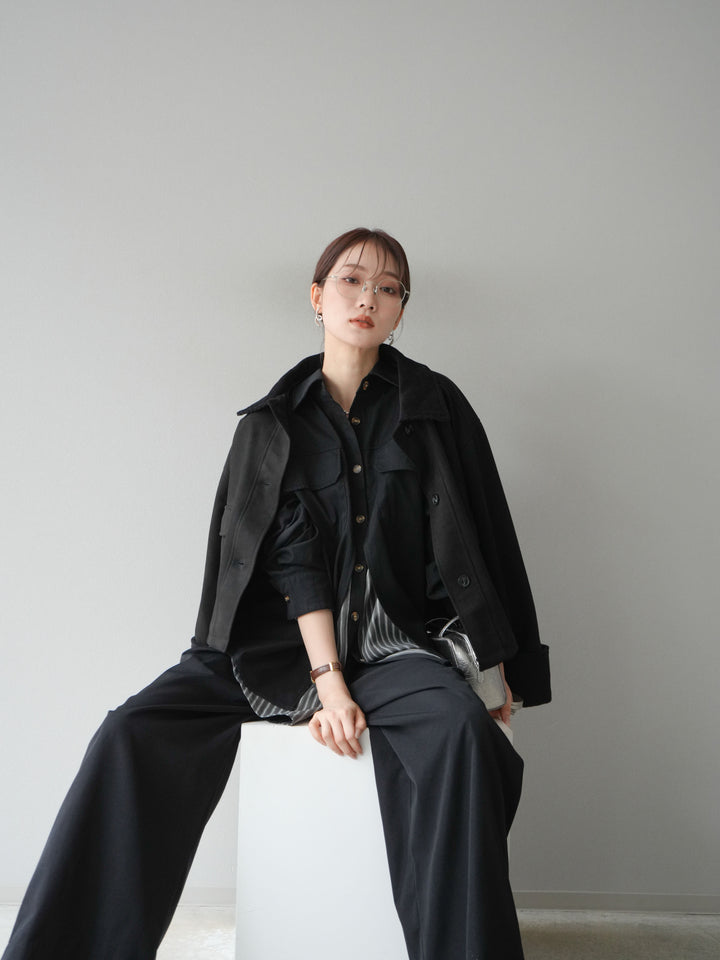 [予約]コーデュロイ切替スウェードショートジャケット/ブラック