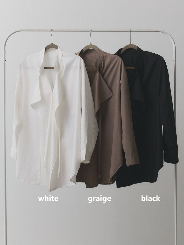 【Allure】[SET]ピーチスキンデザインネックオーバーシャツ+ピーチスキンデザインネックオーバーシャツ(2set)