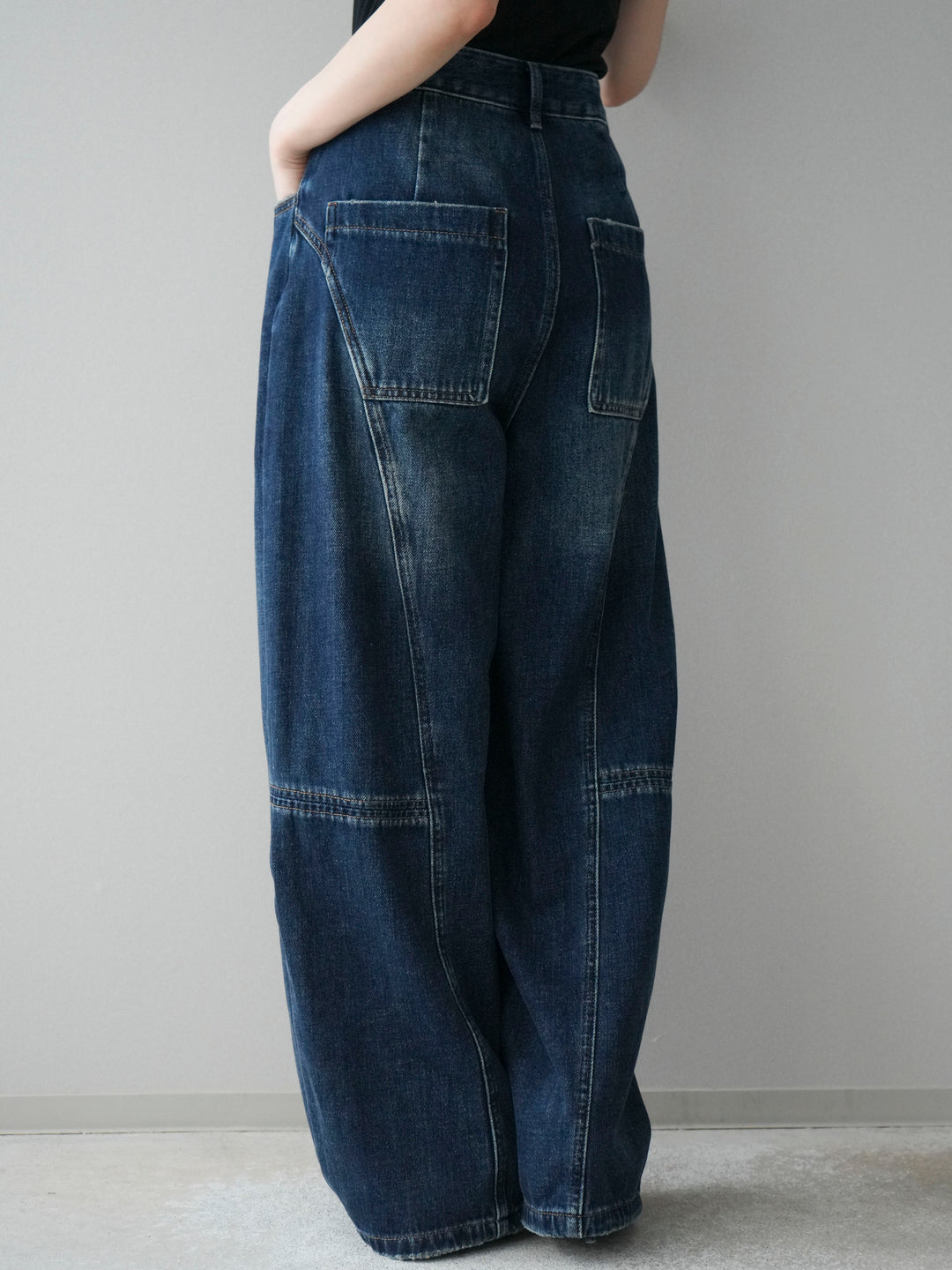 [予約]裏起毛加工デニムカーブパンツ/darkblue