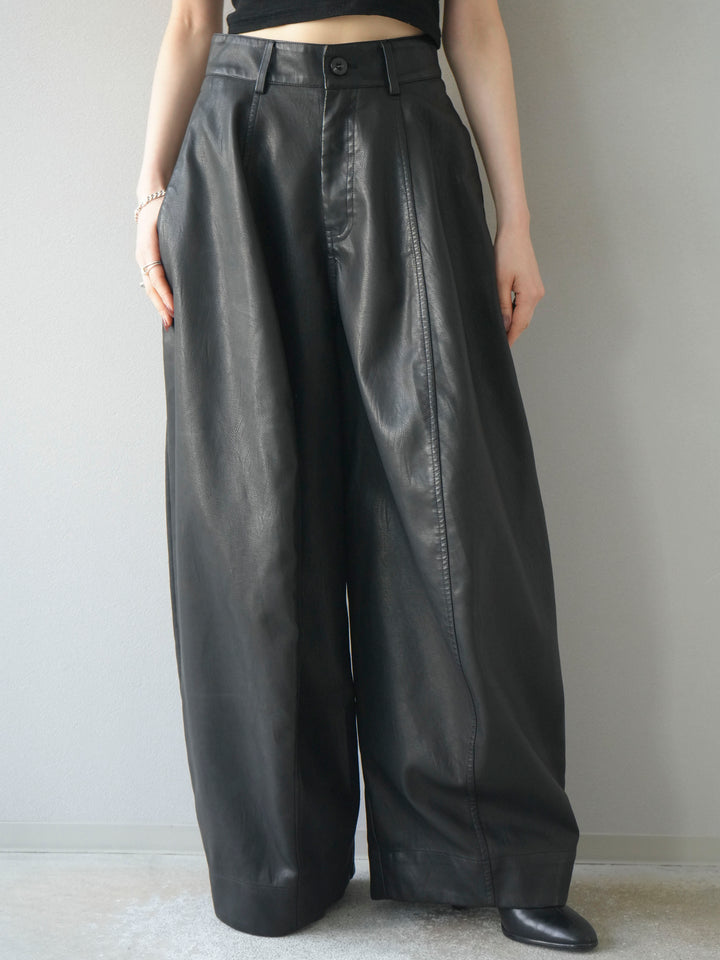 [予約]ヴィンテージレザーバギーパンツ/black