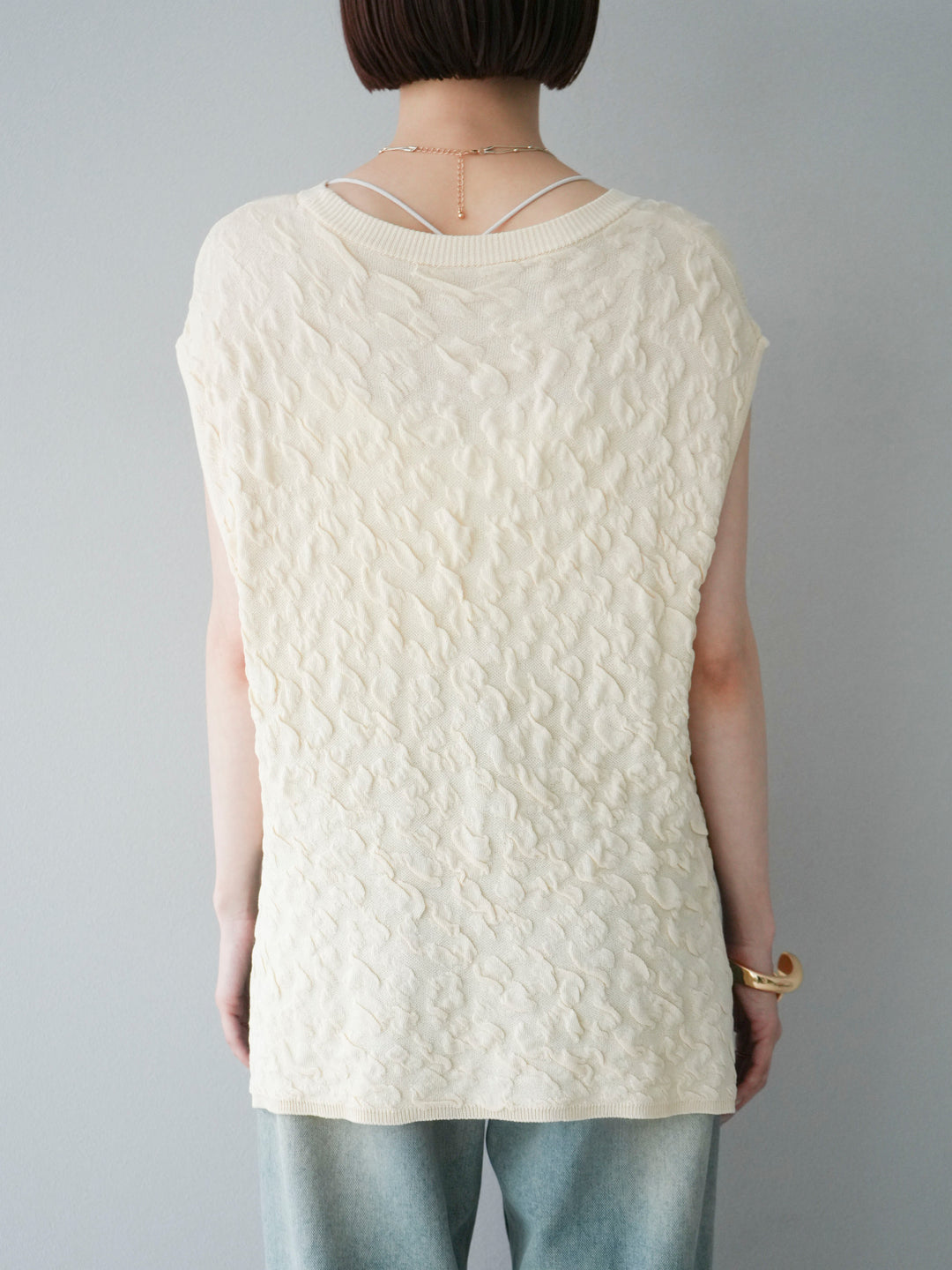 【預購】Pokopoko 無袖針織套頭衫/象牙白