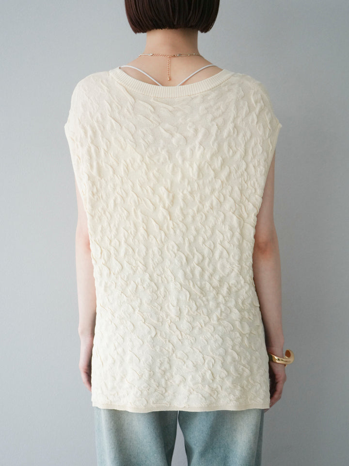 【預購】Pokopoko 無袖針織套頭衫/象牙白