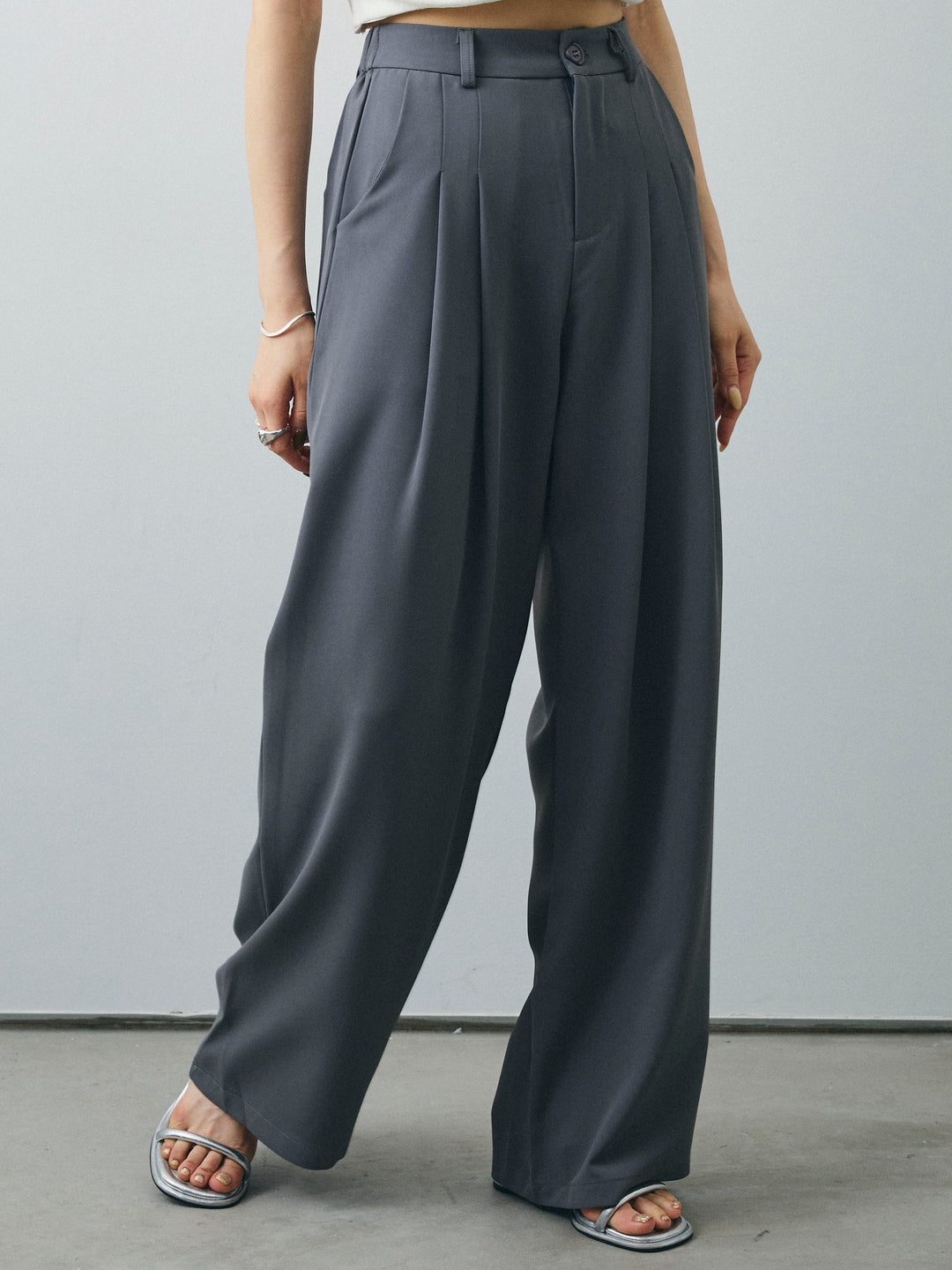 [予約]2タックワイドパンツ/グレー