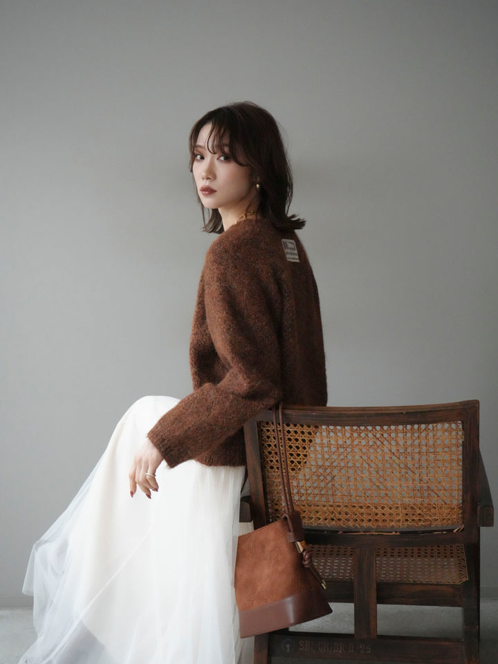 [SET]ロゴラベルミックスヤーンニットプルオーバー+ロゴラベルミックスヤーンニットプルオーバー(2set)