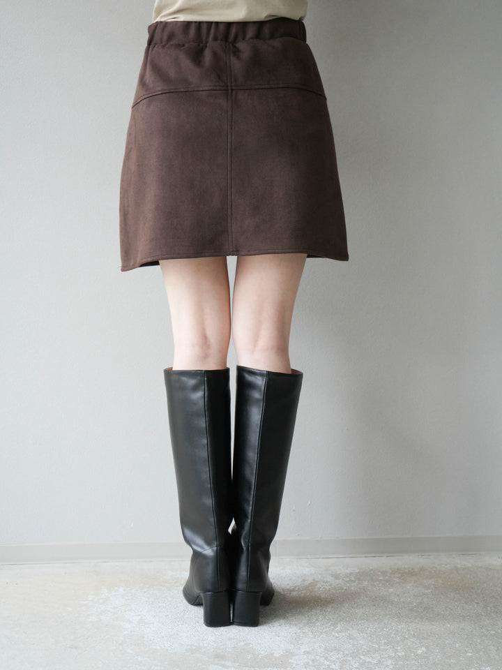 [予約]スエード切替ミニスカート/ダークブラウン