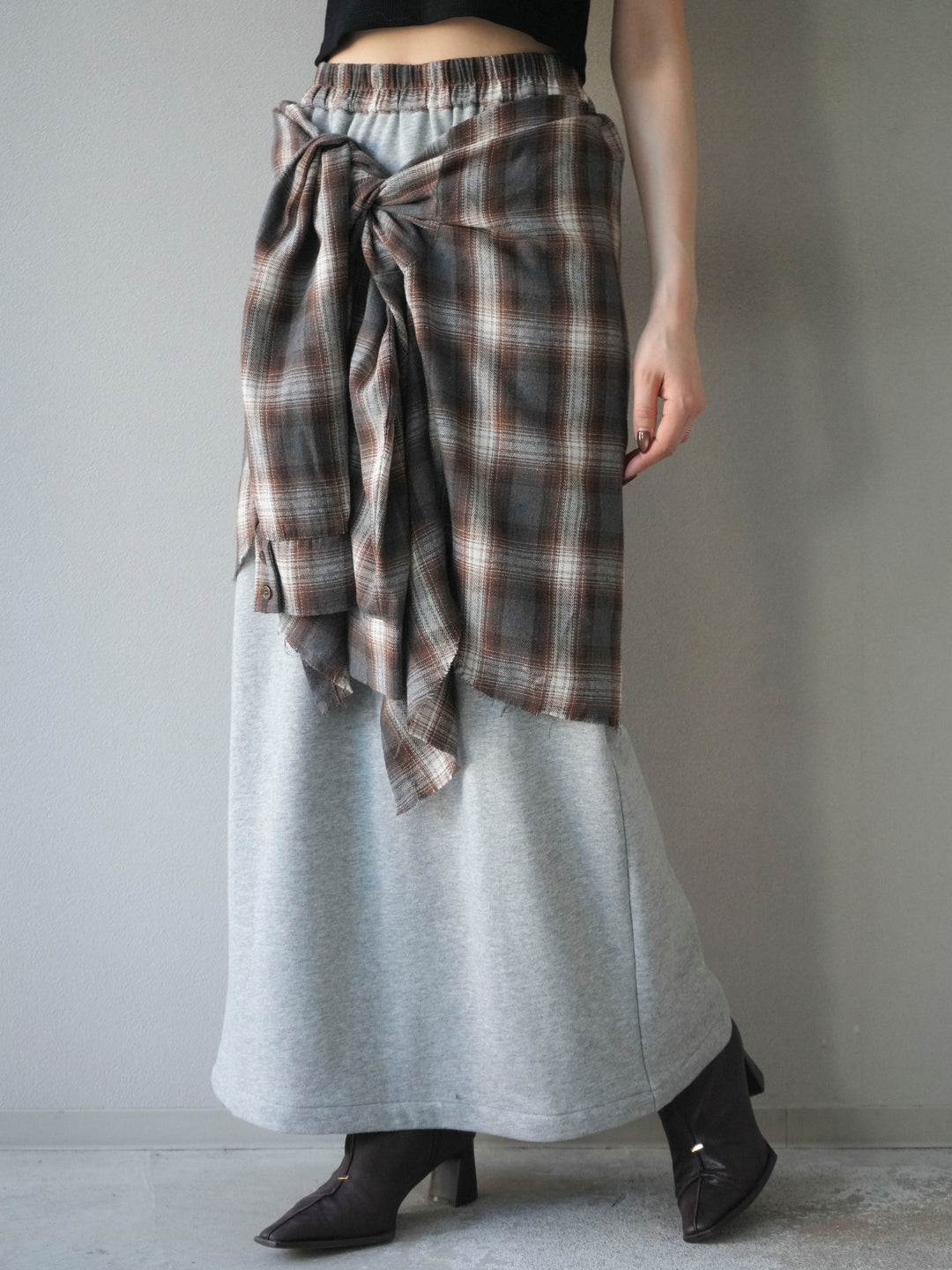 [予約]シャツ巻きスエットスカート/ gray