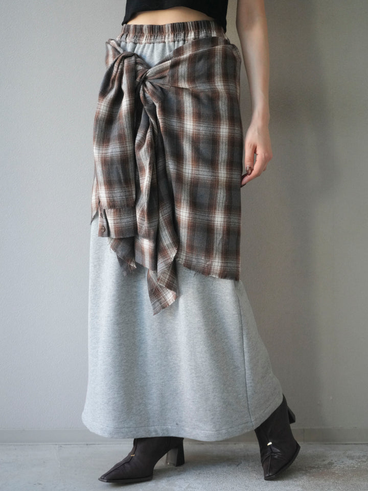 [予約]シャツ巻きスエットスカート/ gray