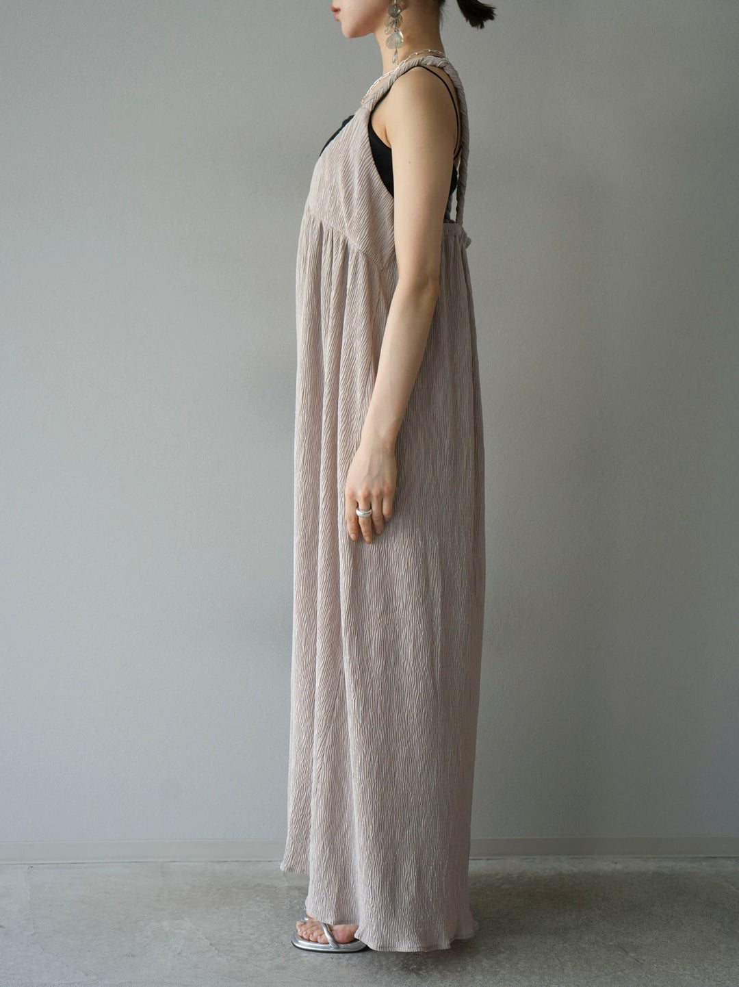 Willow braided string camisole dress/greige