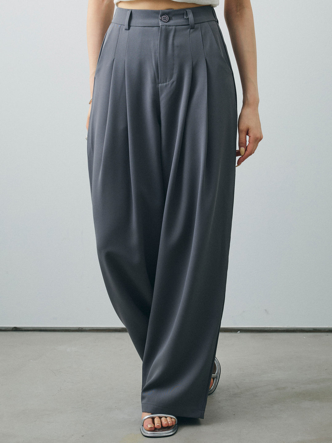 [予約]2タックワイドパンツ/グレー