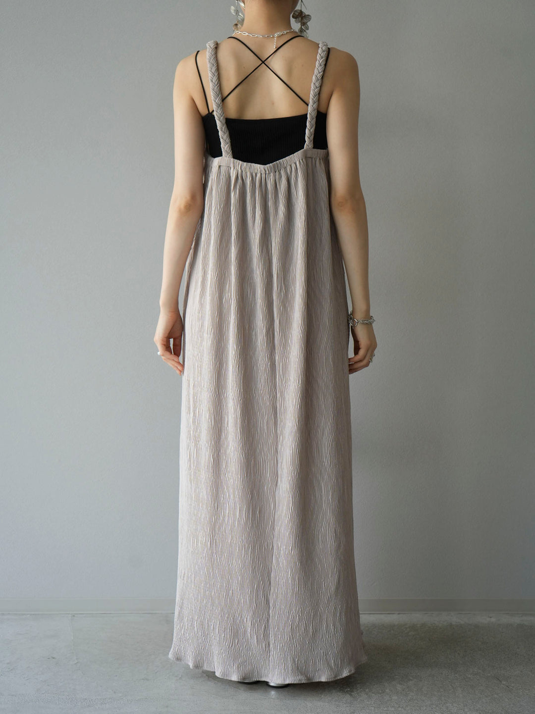 Willow braided string camisole dress/greige