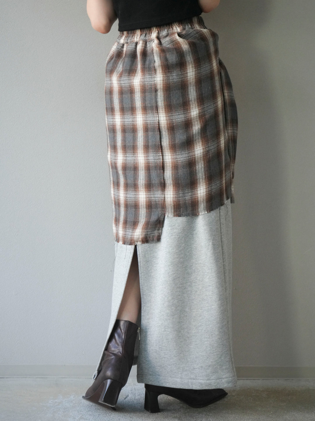 [予約]シャツ巻きスエットスカート/ gray