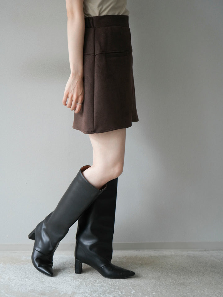[予約]スエード切替ミニスカート/ダークブラウン
