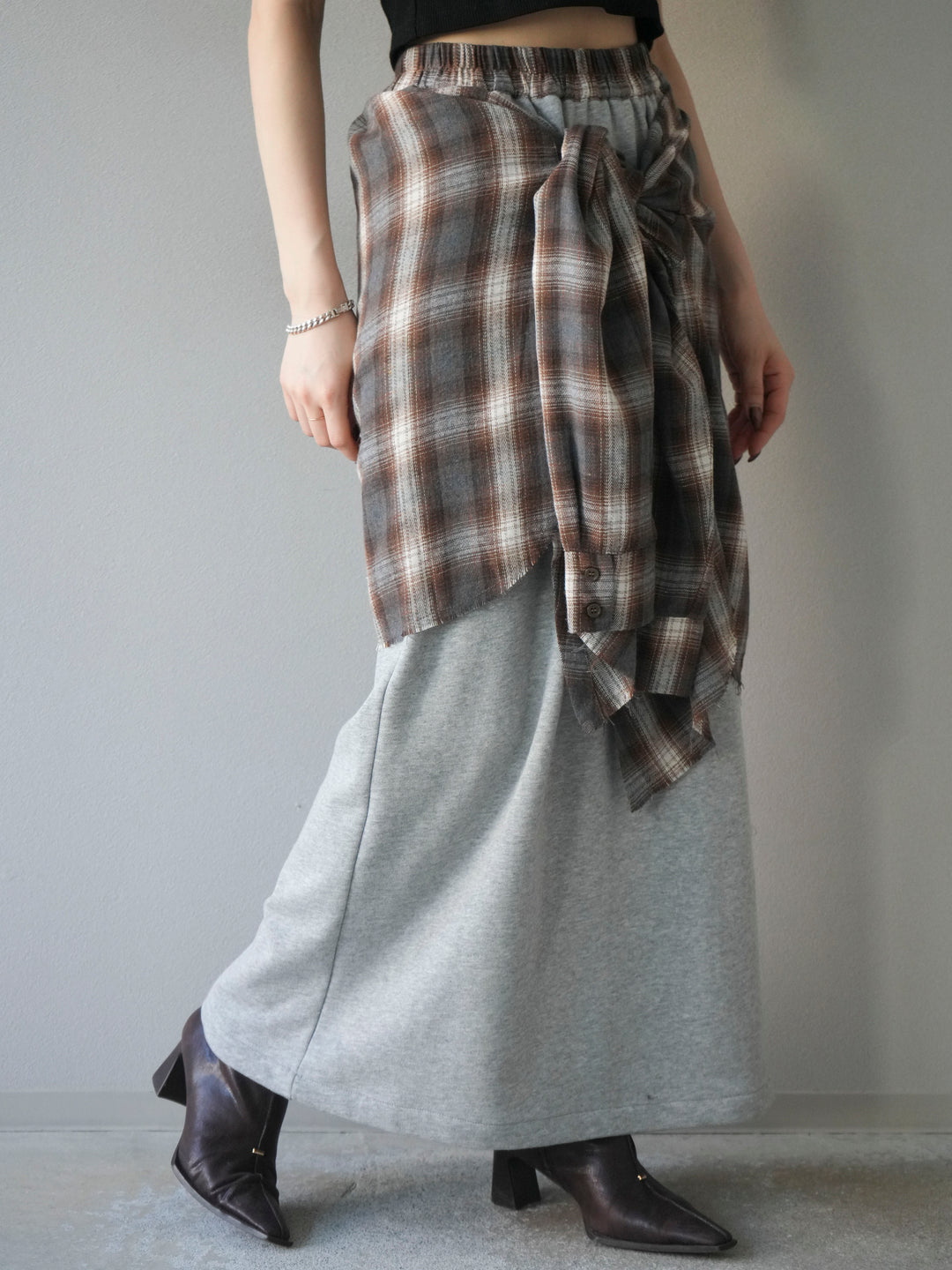 [予約]シャツ巻きスエットスカート/ gray