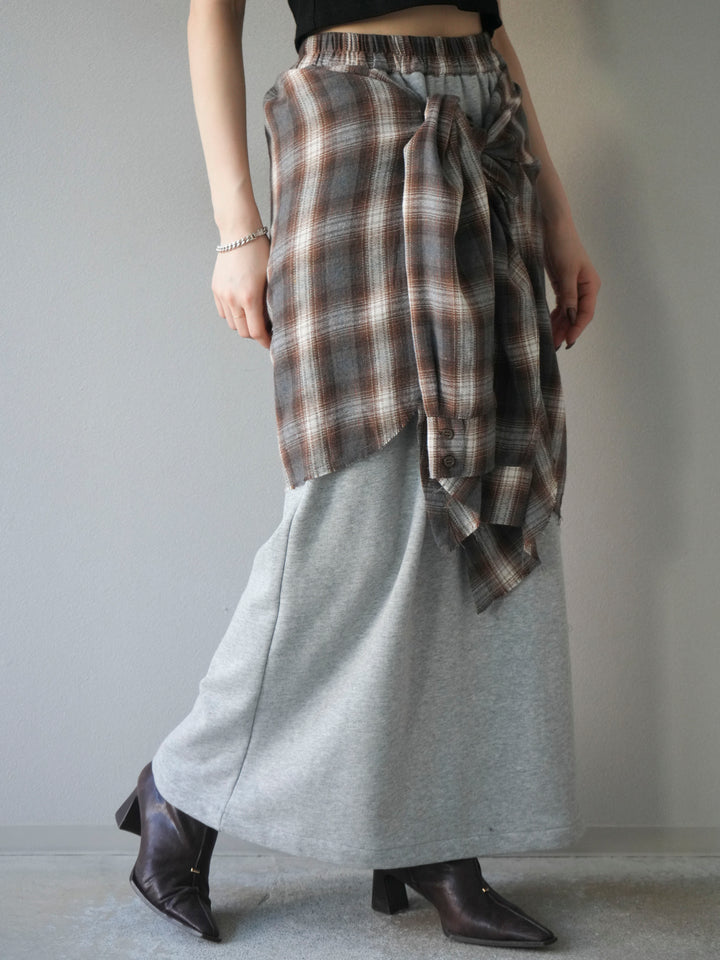 [予約]シャツ巻きスエットスカート/ gray