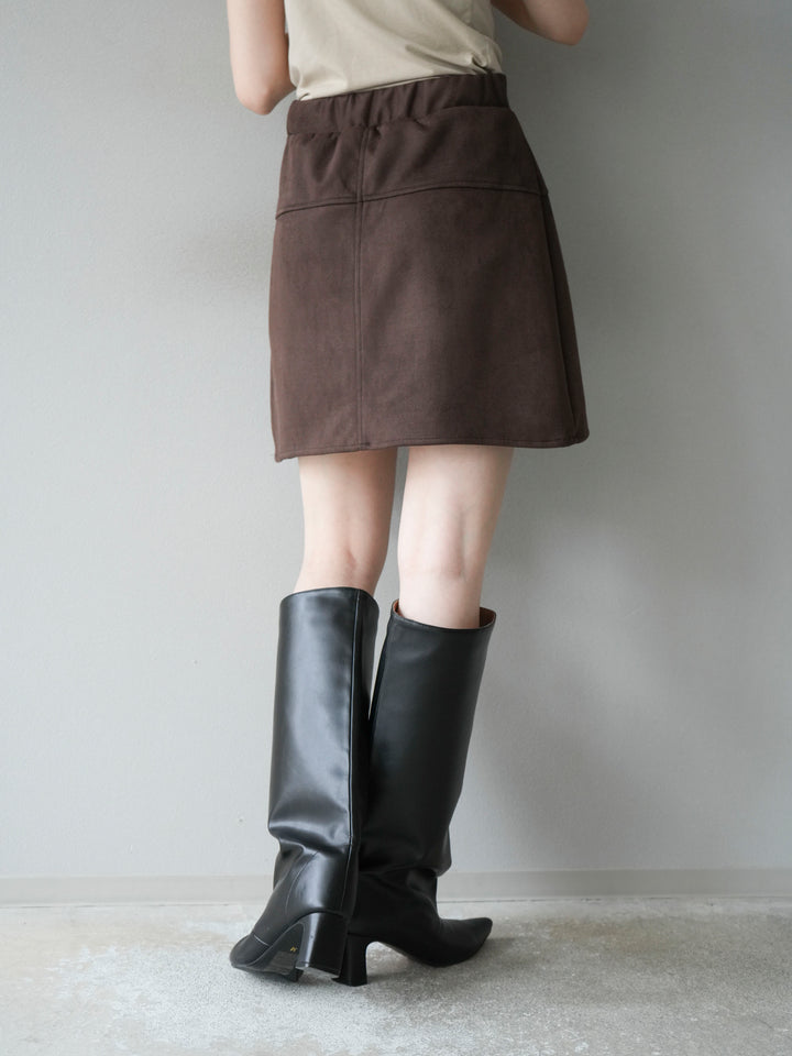 [予約]スエード切替ミニスカート/ダークブラウン