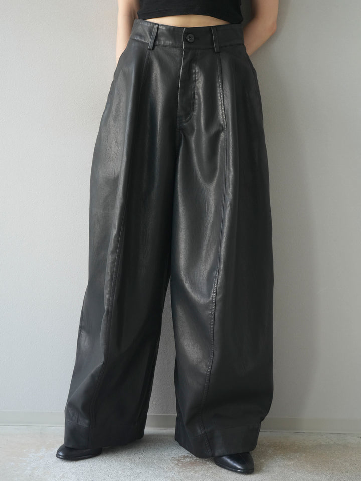 [予約]ヴィンテージレザーバギーパンツ/black