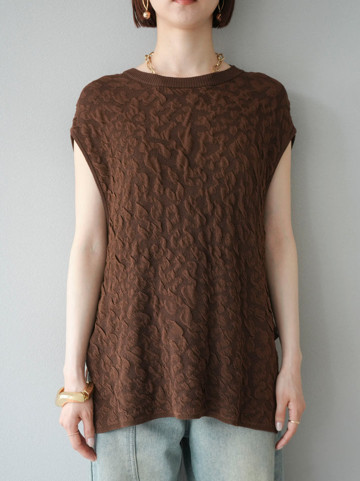 【預購】Pokopoko 無袖針織套頭衫/棕色