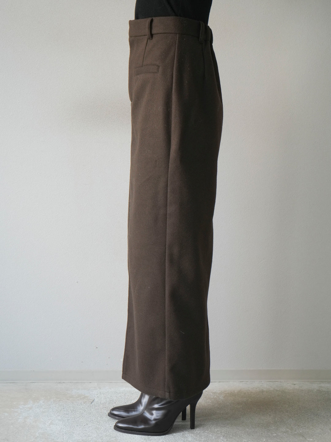 [予約]ウールタッチフロントスリットタイトスカート/brown