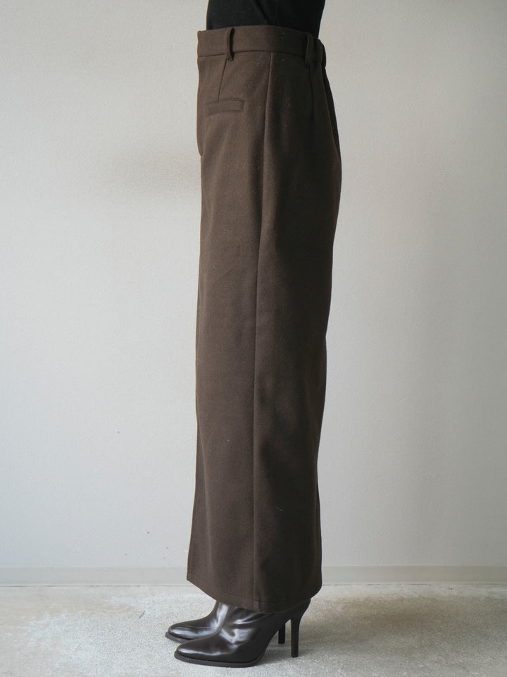 [予約]ウールタッチフロントスリットタイトスカート/brown