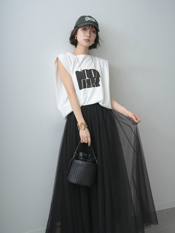 [先行販売！]ショルダータックノースリーブオーバーTEE+ショルダータックノースリーブオーバーTEE(2set)
