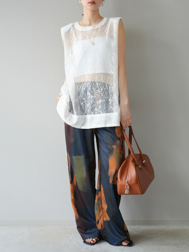 [予約]シャイニーレースプルオーバー/オフホワイト