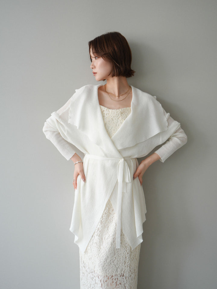[SET]ドレープリブニットガウン+フルレースキャミ＆IラインスカートSET UP(2set)
