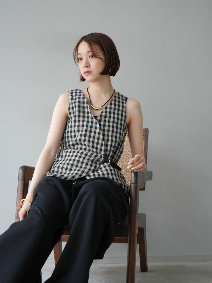 [SET]ベルトデザインバルーンブラウス+ウエストラインサイドポケットスウェットパンツ(2set)