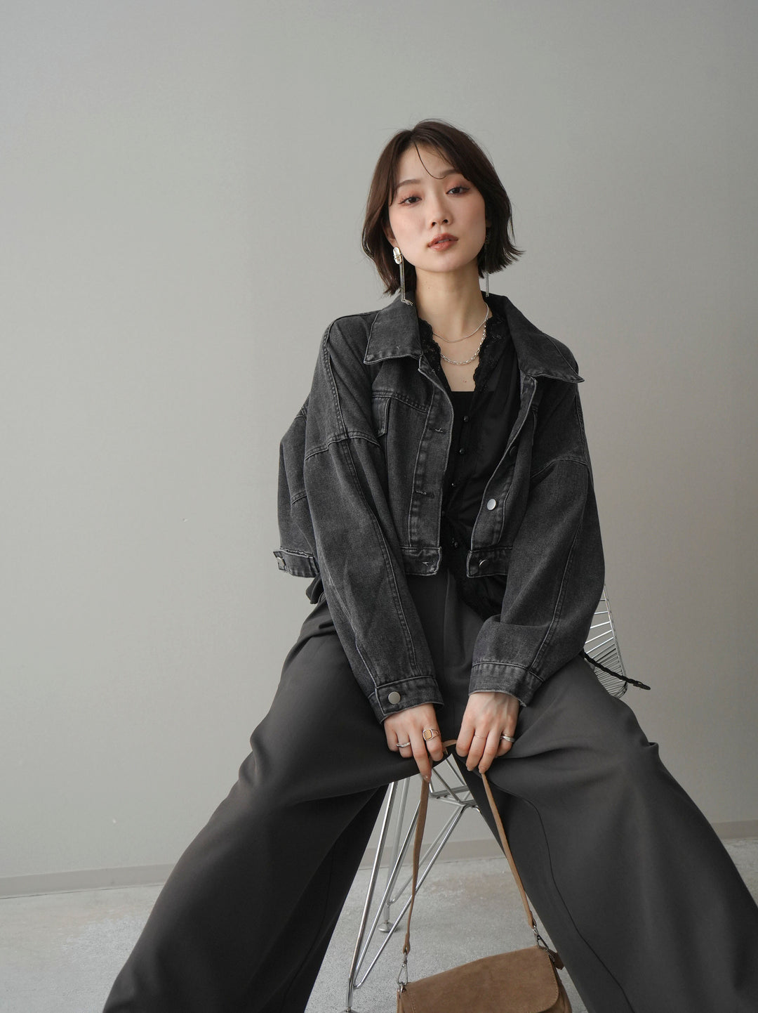 [予約]デニムショートシャツジャケット/black