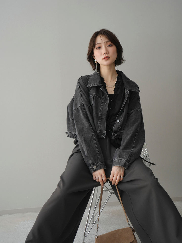 [予約]デニムショートシャツジャケット/black