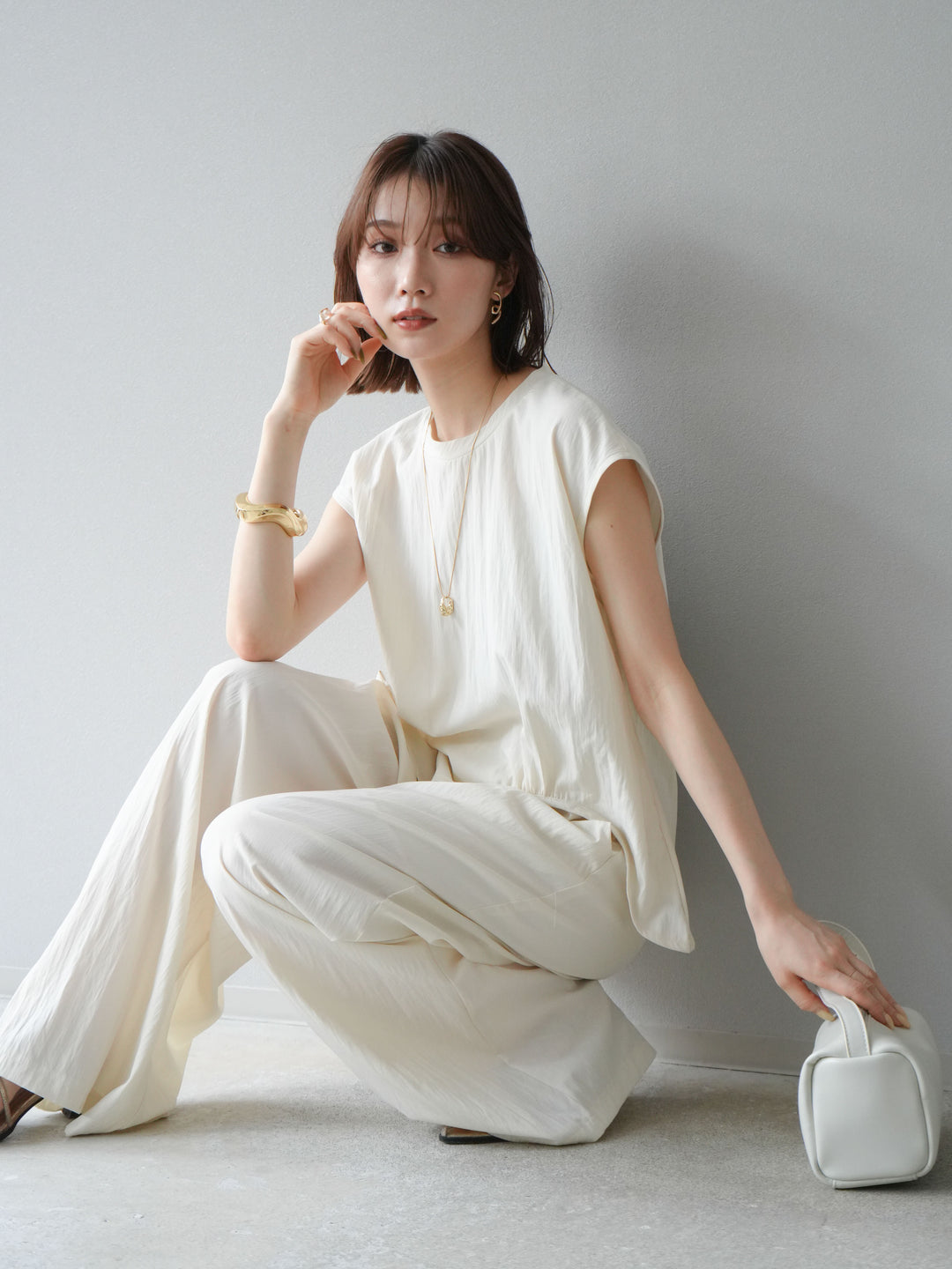 [SET] 不對稱套頭衫＆寬褲 SET UP（2套）