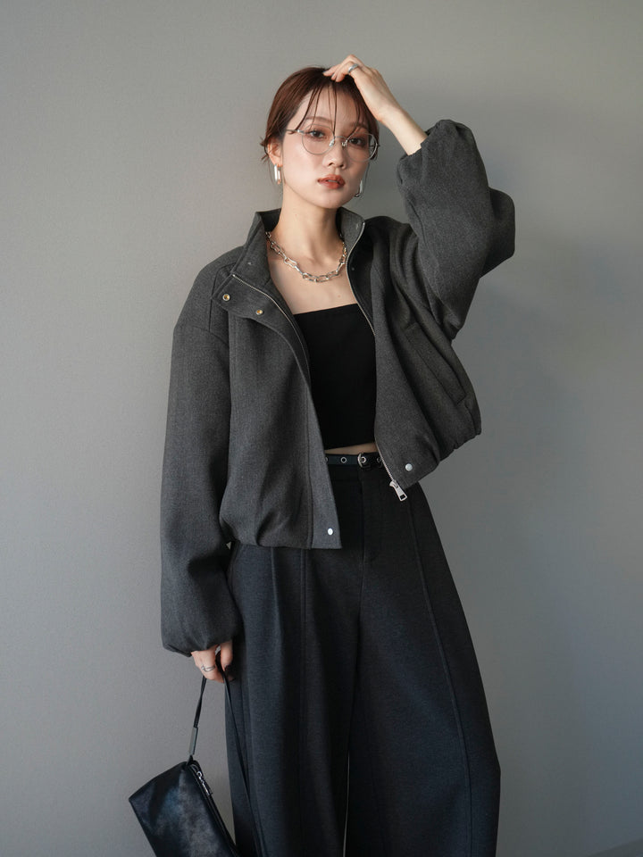 [予約]タックデザインジップブルゾン/charcoal