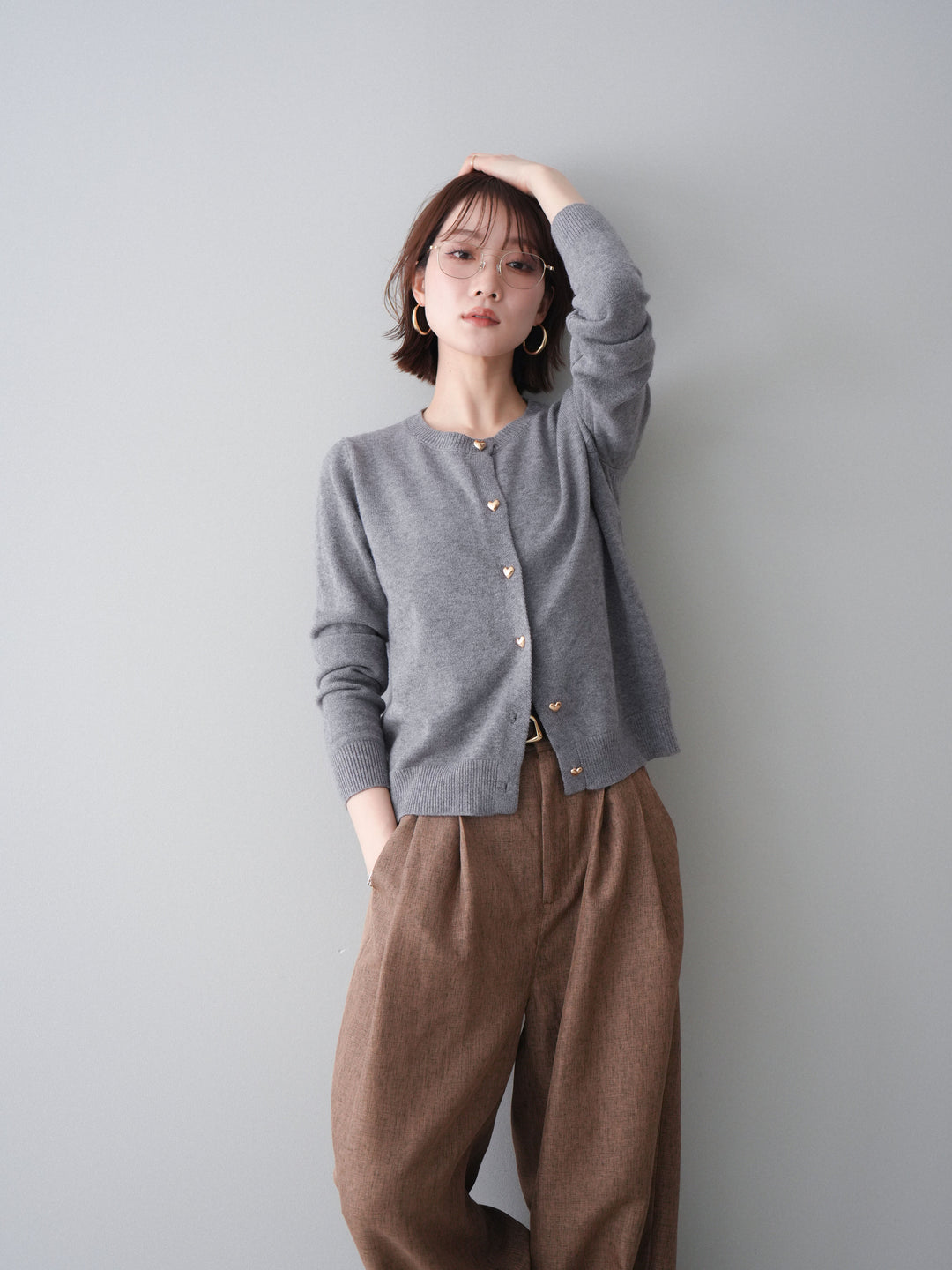 [SET]ハートボタンニットカーディガン+ハートボタンニットカーディガン(2set)