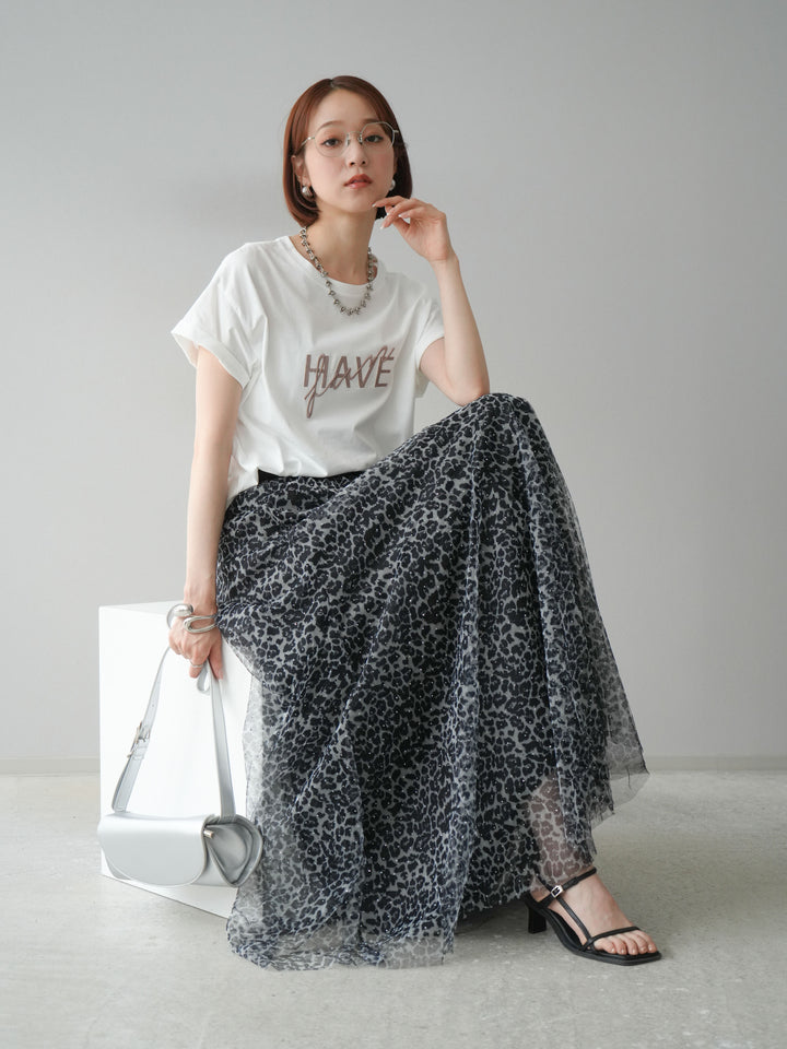 [予約]デザインロゴ刺繍Tシャツ/オフホワイト