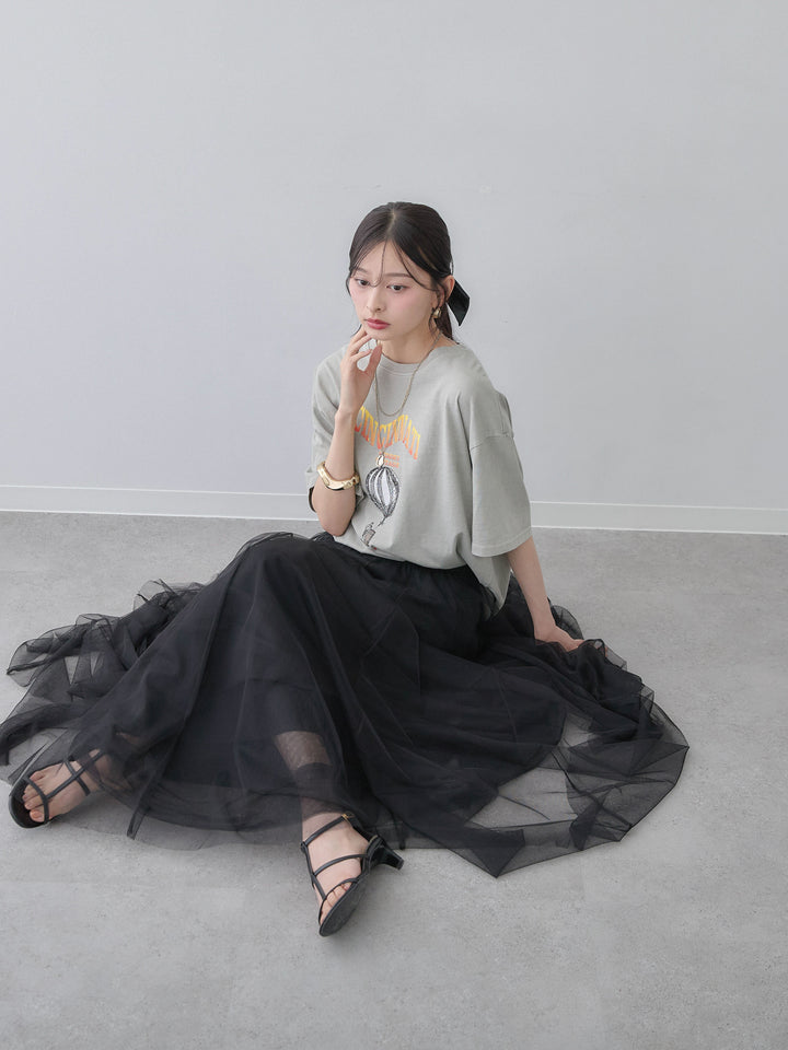 [予約]ヴィンテージライクプリントオーバーTEE/grayishbeige