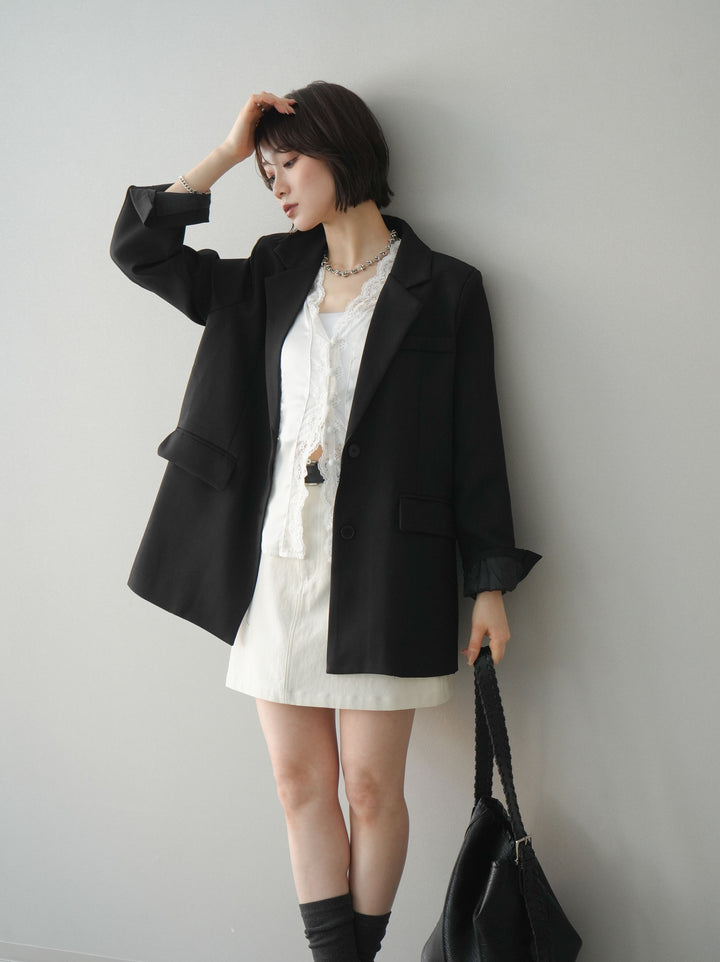 [SET]バックスリットデザインジャケット+ベルト付カーゴミニスカート(2set)