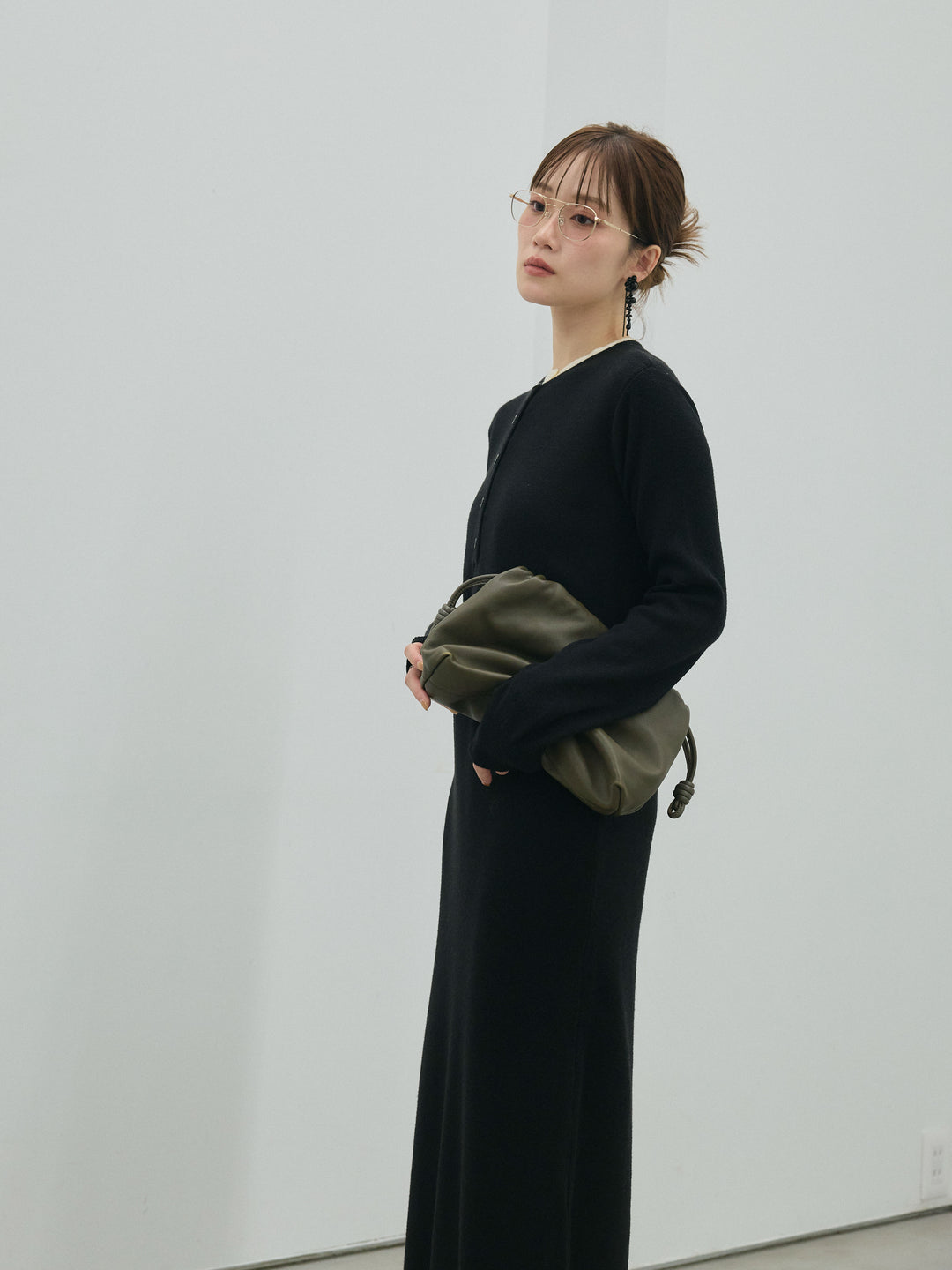 【Allure】[SET]ヘンリーネックレイヤードニットワンピース+ヘンリーネックレイヤードニットワンピース(2set)