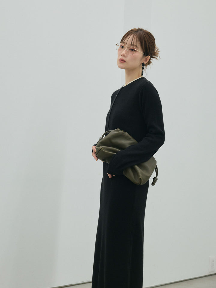 【Allure】[SET]ヘンリーネックレイヤードニットワンピース+ヘンリーネックレイヤードニットワンピース(2set)