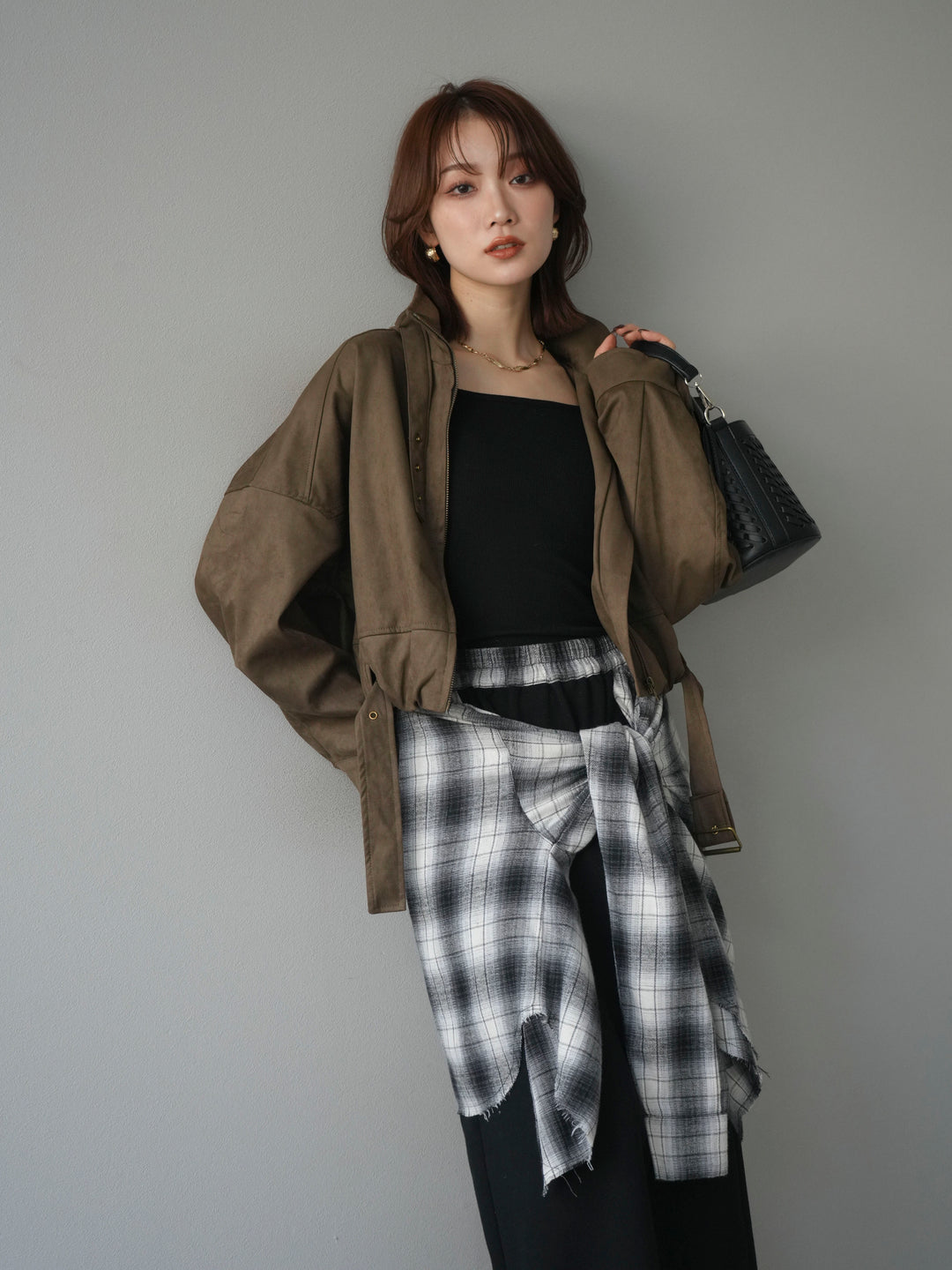 [予約]スエードバルーンショートブルゾン/khaki