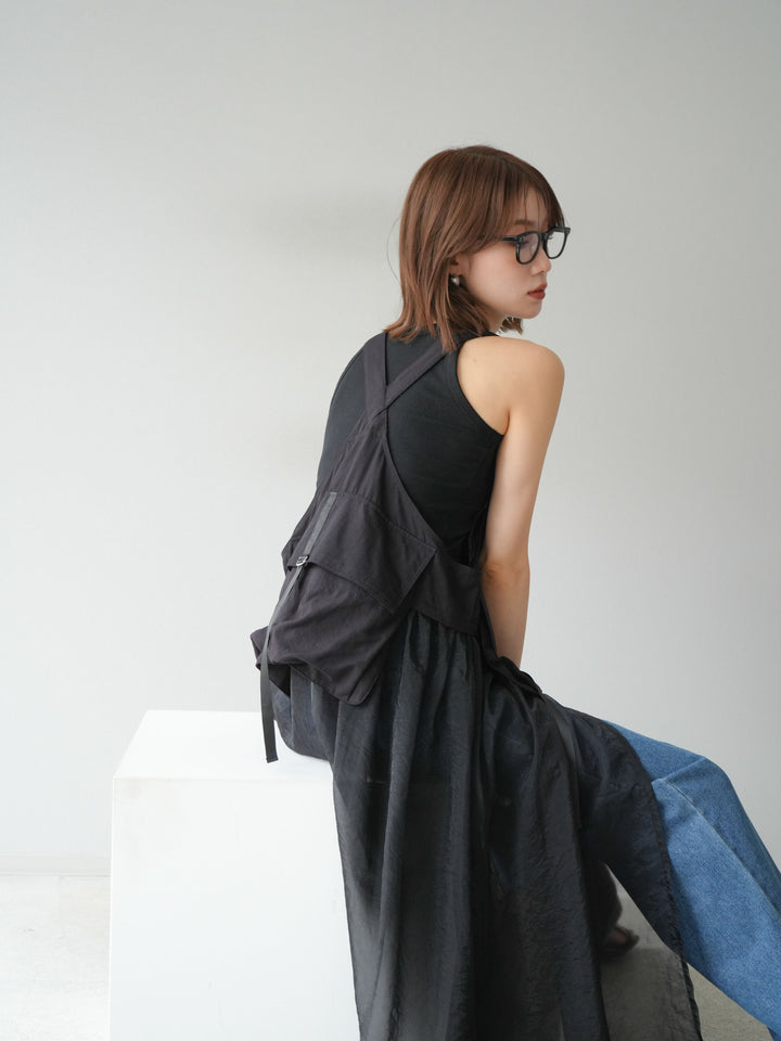[予約]タクティカルベストオーガンザワンピース/ブラック