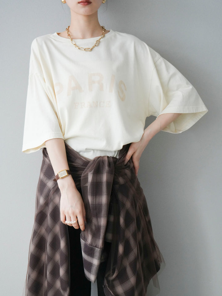 [予約]ピグメントロゴプリントTシャツ/アイボリー