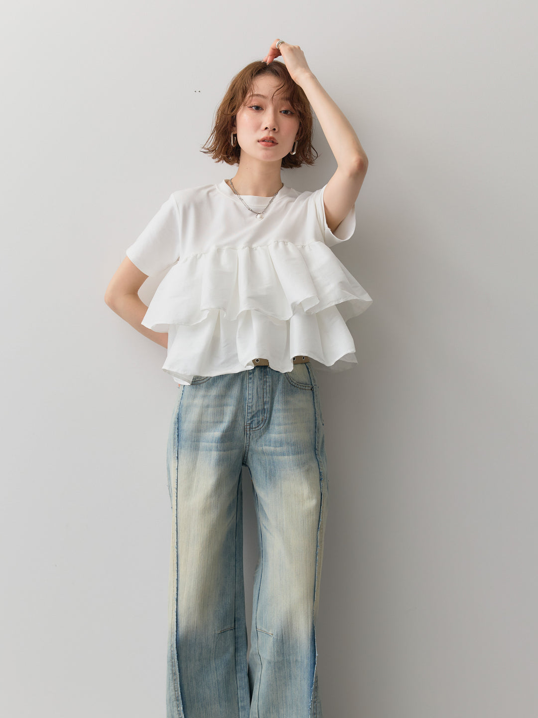 [SET]フリルティアードTEE+選べるアクセセット(2set)