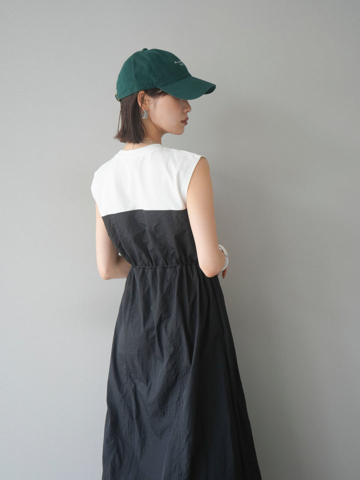 [SET] 剪裁對接尼龍洋裝 + 可選飾品套裝 (2 套)