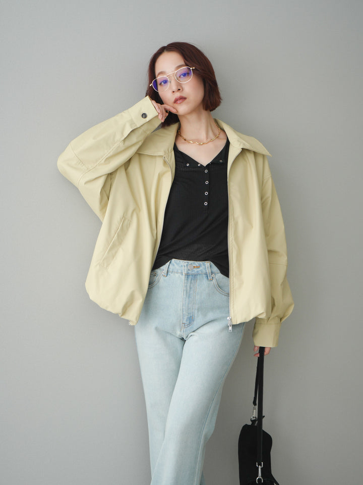 [予約]ウォッシャブルフェイクレザーバルーンジャケット/yellow