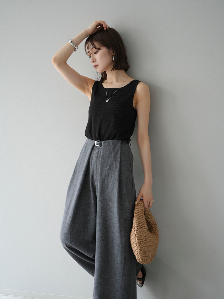 [予約]レーヨンニットタンクトップ/ブラウン