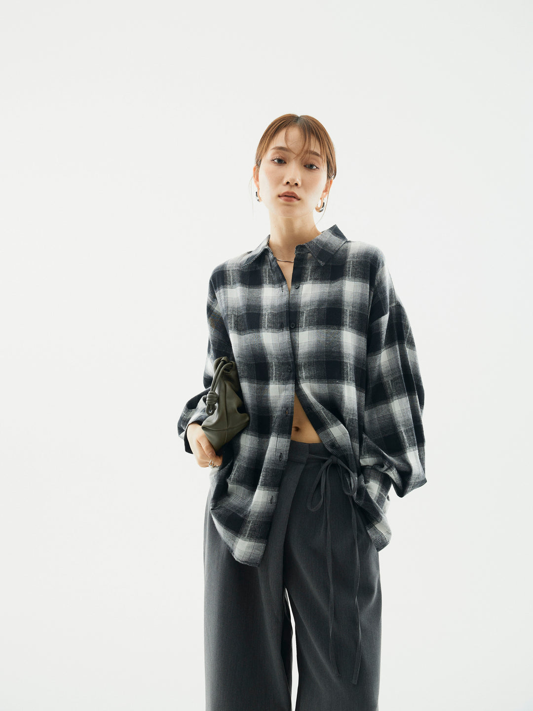 【Allure】[SET]オンブレチェックオーバーシャツ+オンブレチェックオーバーシャツ(2set)