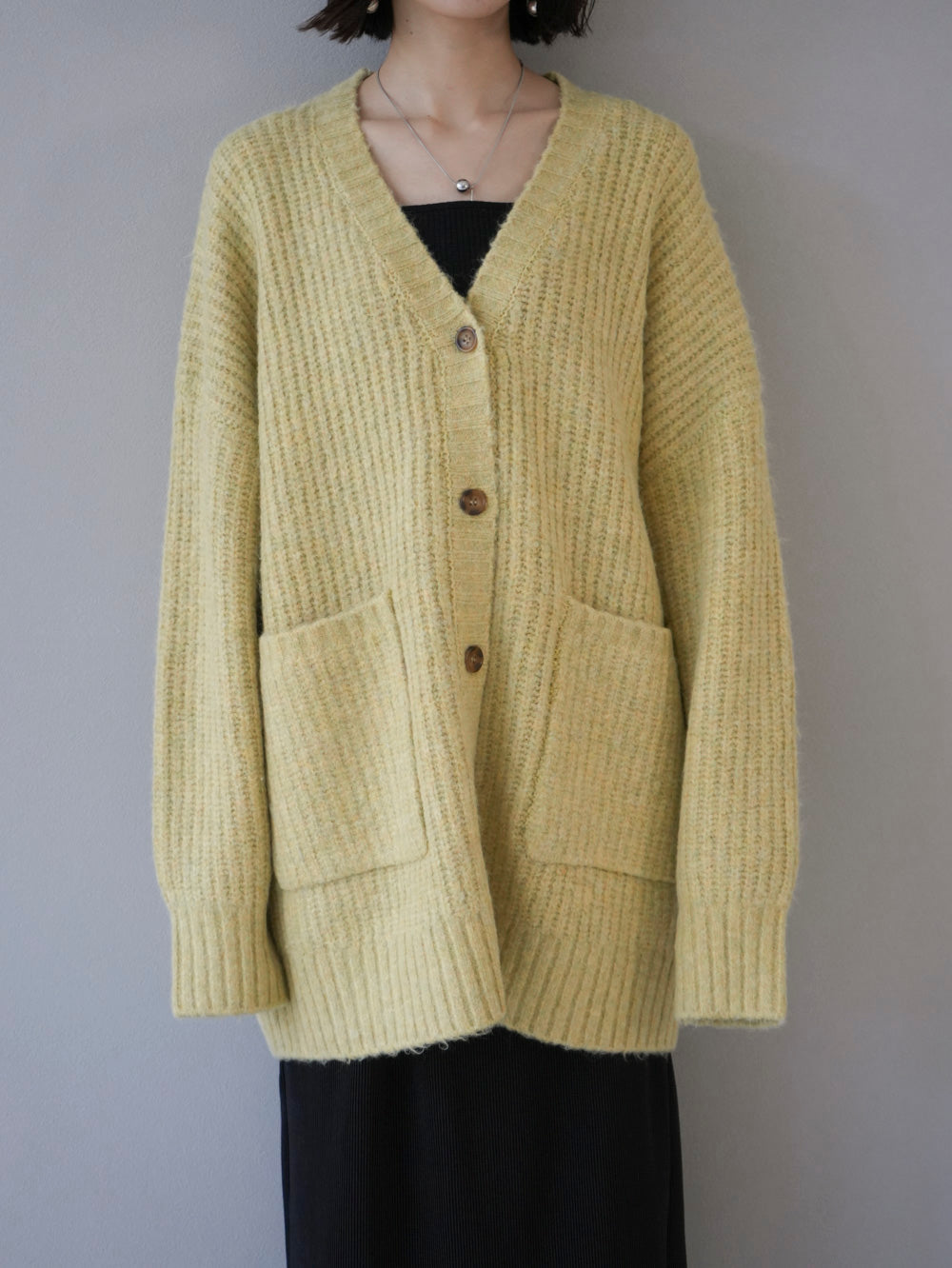 [Pre-order] Melange over-knit cardigan/yellow