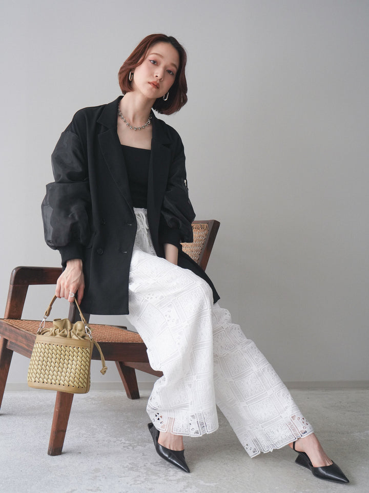 [SET]MA-1ドッキングデザインジャケット+カップ付テレコリブベアキャミソール(2set)